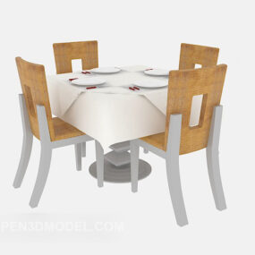 Pastoral-style Dining Chairs Table Furniture 3d model