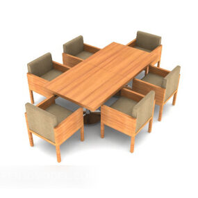 Pastoral Style Simple Table And Chair 3d model