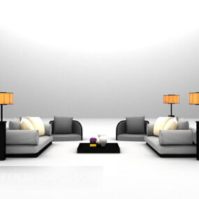 Mô hình nội thất sofa phong cách mục vụ 3d