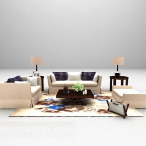 Nội thất kết hợp sofa phong cách mục vụ Mô hình 3d