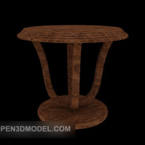 שולחן צד מעץ מלא בסגנון פסטורלי דגם תלת מימד