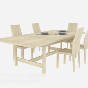 देहाती शैली की टेबल कुर्सी सेट 3डी मॉडल