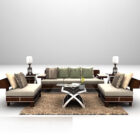 牧歌的なスタイルの木製ソファ家具