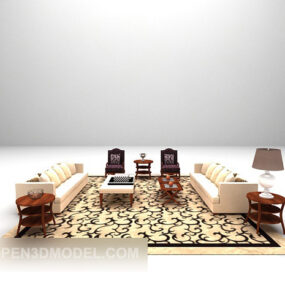 Pastoral Wind Combination Sofa Furniture 3d model