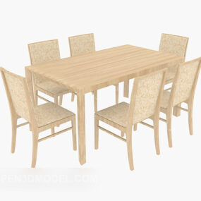 Ensemble de chaises de table à vent pastorale modèle 3D