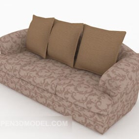 3д модель многоместного дивана с узором из ткани