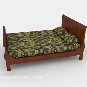 Modelo 3d de cama de madeira estampada