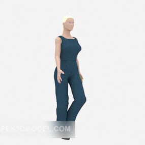 캐릭터 여성 블루 드레스 3d 모델