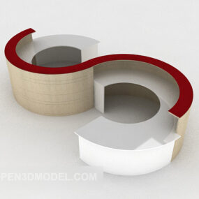 S Shaped Public Bench Chair 3d-modell