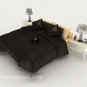 مدل سه بعدی تخت دو نفره مشکی شخصیتی
