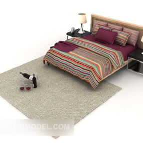 Personality Color Stripe Double Bed 3d model