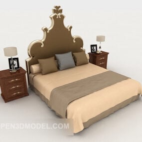 Personality Light Brown Double Bed 3d model