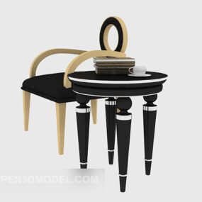 Relaksujący fotel wypoczynkowy ze stolikiem bocznym Model 3D