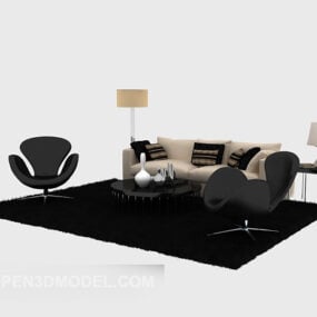 Modern Minimalist Style Sofa Set 3d model