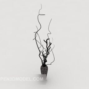 양식화된 마른 나무 꽃병 설치 3d 모델