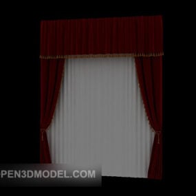 Rideau Deux Couches Velours Textile modèle 3D