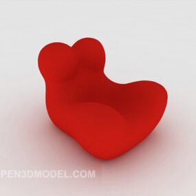Hemstiliserad röd enkelsoffa 3d-modell