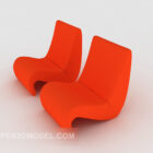 Modern Simple Orange Lounge Chair Set