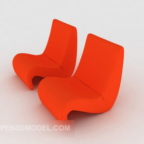 Modern Enkel Orange Lounge Chair Set 3d-modell