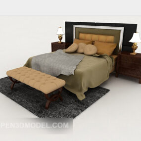 Persönlichkeit einfaches hölzernes Doppelbett 3D-Modell