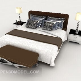 Personality White Double Bed 3d model