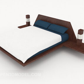 Personality Wood White Double Bed 3d model