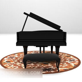 Grand Piano Instrument Black 3d model