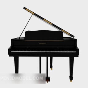 Modelo 3d realista de piano de cola negro