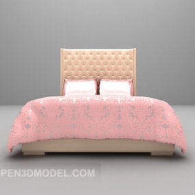 粉红色布艺床家具3d模型