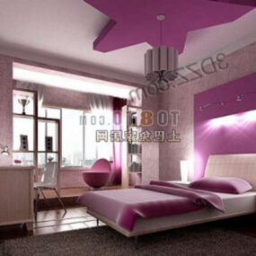 女孩室内的粉红色卧室3d模型