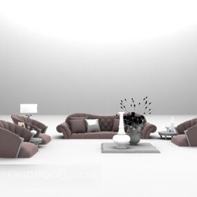 Pink European Combo Sofa 3d model