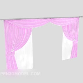 粉色清新窗帘3d模型