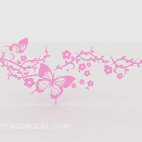 ピンクの壁に描かれた装飾3Dモデル