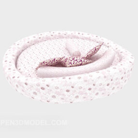 نموذج سرير مستدير وردي طازج ثلاثي الأبعاد