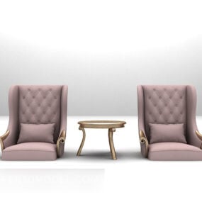 Pink High-backed Chair Sofa Furniture 3d model