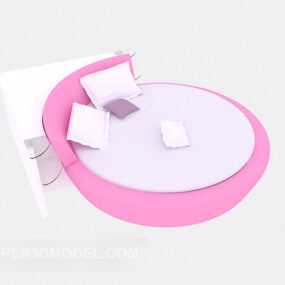 Pink Round Bed Furniture 3d model
