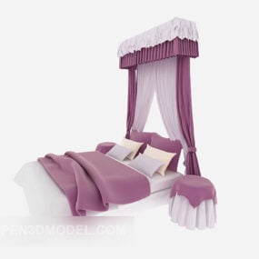 Meubles de lit de mariage rose modèle 3D