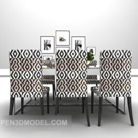 Dinning Set Plaid Table And Chair 3d model