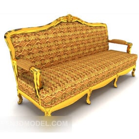 Klassinen eurooppalainen sohva Keltainen Nahkainen 3D-malli