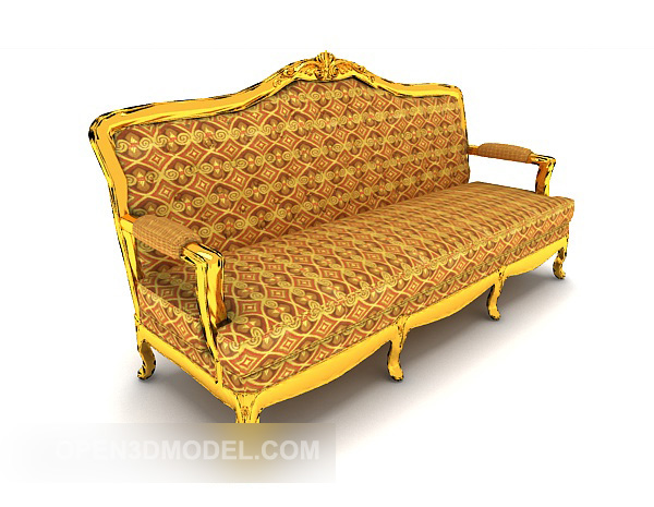 Classic European Sofa Yellow Leather