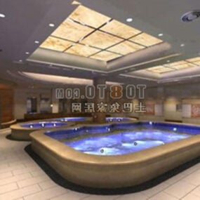 Modelo 3D do interior da piscina do hotel