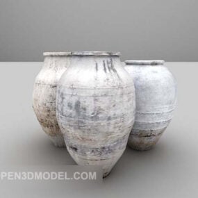 Vaso de porcelana decoração textura floral modelo 3d