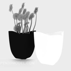 Black Potted Flower 3d model