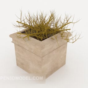 Stone Potted Decoration 3d model