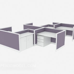 وحدة مكتبية باللون الأرجواني نموذج ثلاثي الأبعاد