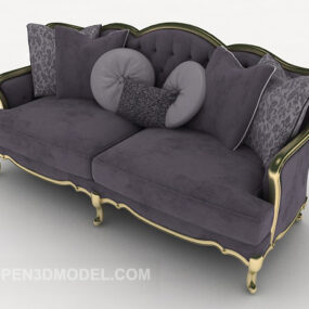 Purple European Double Sofa 3d model