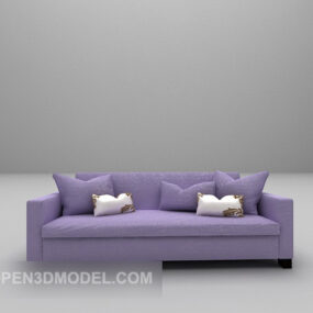 Sofa Multiplayer Ungu Dengan Bantal model 3d