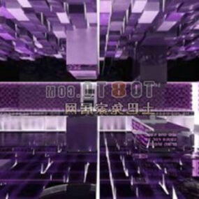 3D-Modell des Innenraums mit violetter Beleuchtung