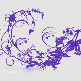 Décor floral mural violet modèle 3D