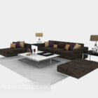 Brown Modern Sofa Furniture With Table Lamp